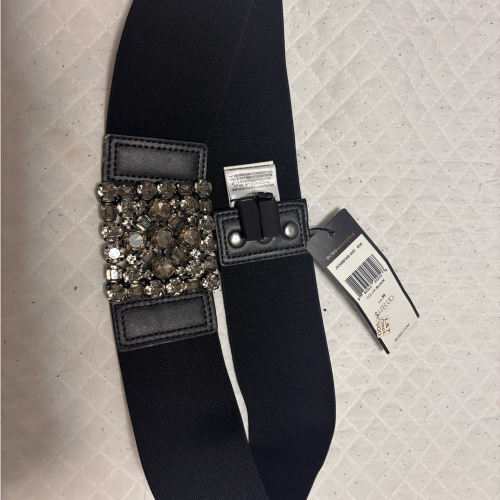BCBG Black Decorative Belt with Metal Centerpiece
